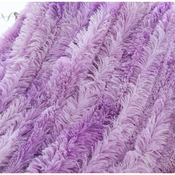 Dubbla lager Lätt Långt hår Shaggy filt purple L