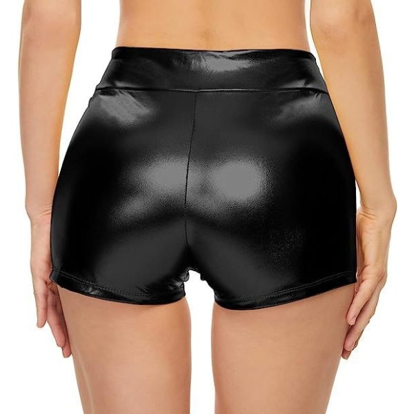 Sexiga shorts för kvinnor Metallic Shiny Hot Pants med hög midja black L