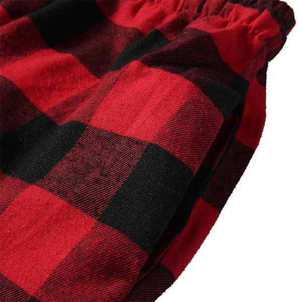 Männs Plaid Pyjamasbyxor, Mjuka Loungebyxor med Fickor Red M