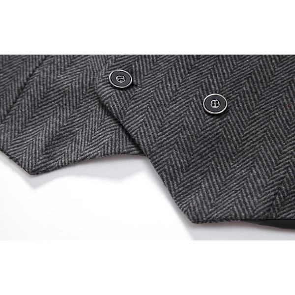 Herrar Slim Fit Dubbelknäppt Väst Dark Gray M