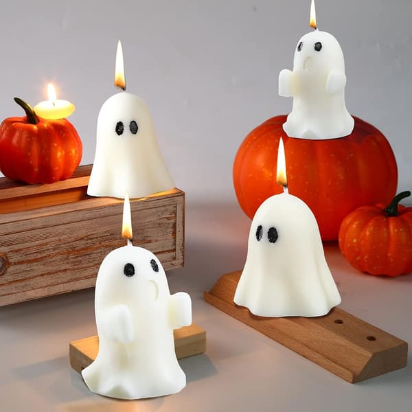 4 Store Halloween Spøkelseslys Spøkelsesduftende Lys