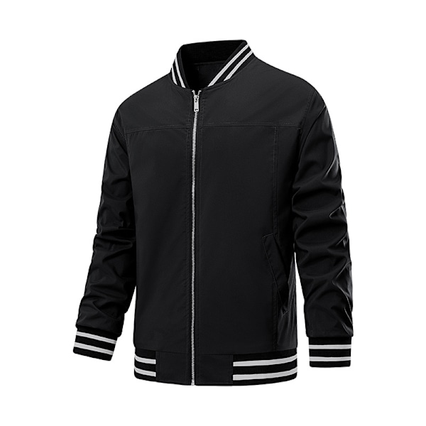 Mænds Jakke Casual Pilot Fuldt Lynlås Jakke Black M