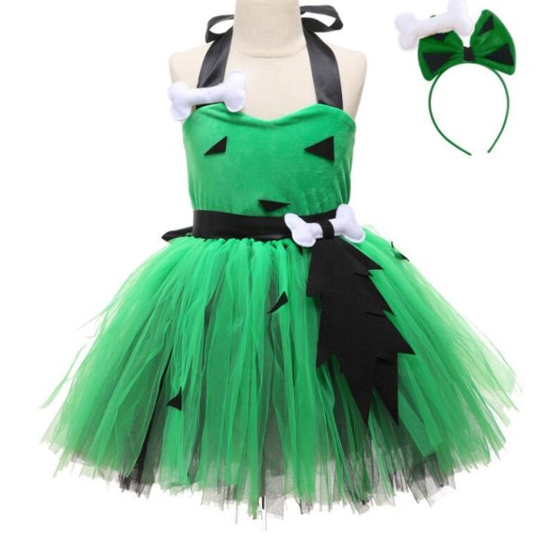 Flickor Halloween Utklädnad Prinsessa Poncho Klänning Green 6T