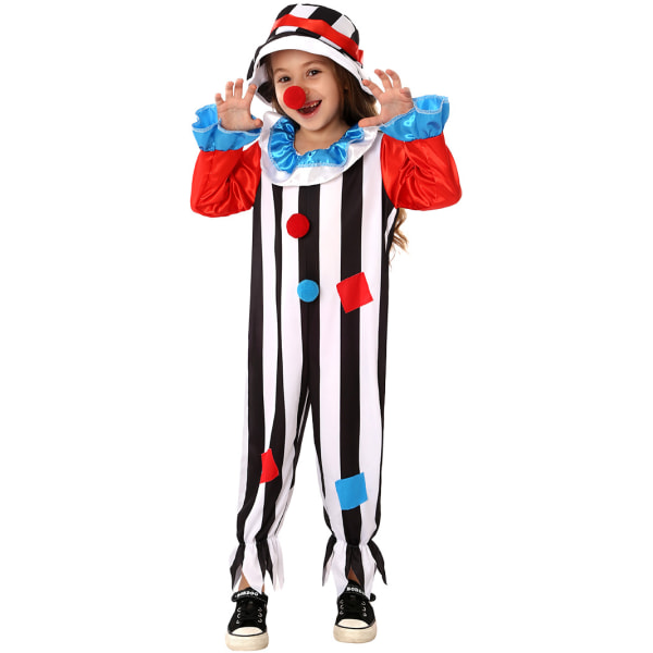 Barnklädsel Clownskostym med Clownsnäsa och Clownshatt L
