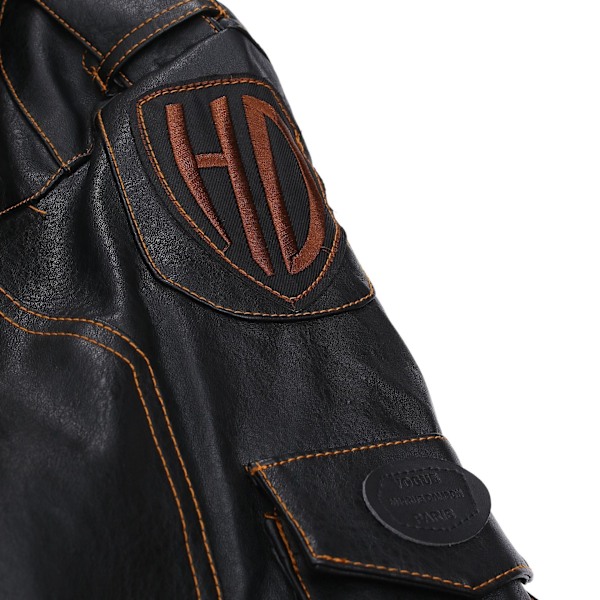 Mænds Lapel Biker Læderjakke 4XL