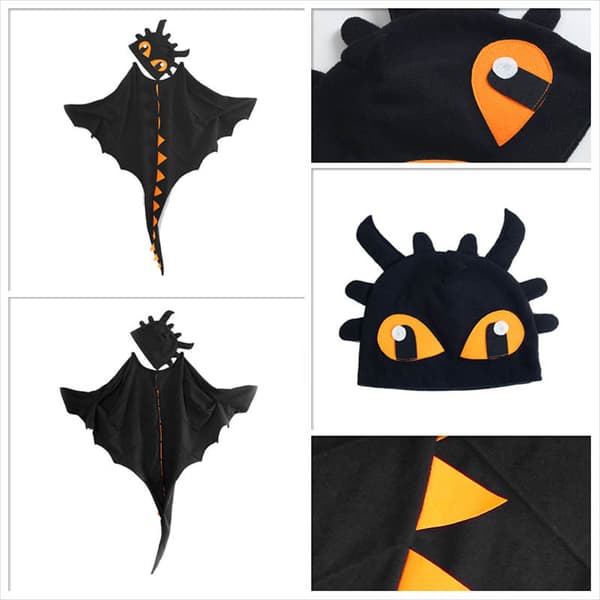 Barn Halloween klänning, mantel, hattar, mask, kostym black