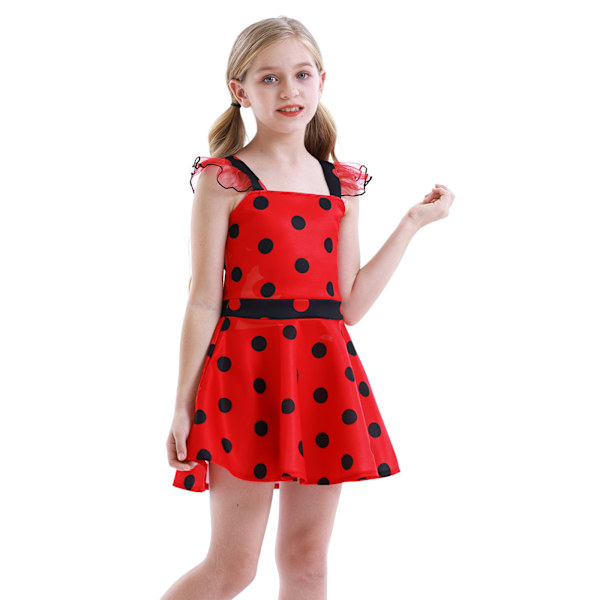 Flickor Polka Dots Ladybug Dress Up Kostym red 140cm