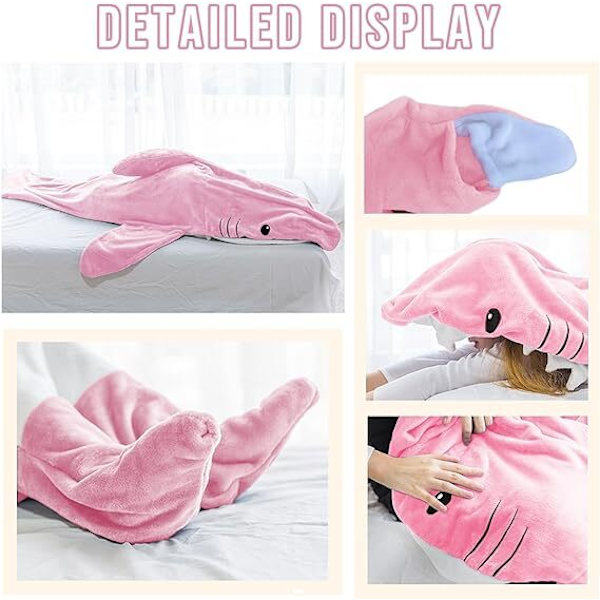 Haj-Onesies för Vuxna, Bärbar Hajfilt Onesie Sovsäck Pink 170cm