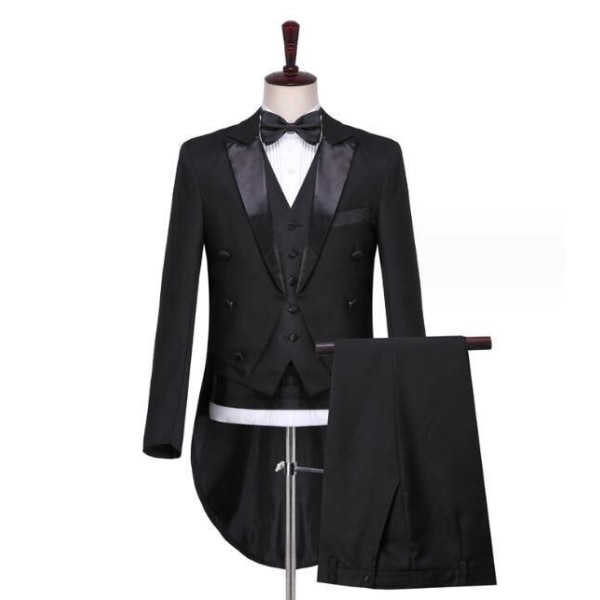 Mænds Slim Fit Tuxedo 3-delt Sæt Black S