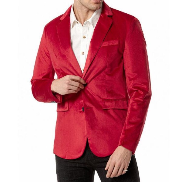 Velvet Slim Fit Solid Color Blazer för män Red S
