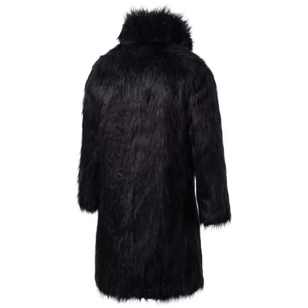 Lyxig lång konstpälsjacka för män, vinter, fluffig, parkas, kappa Black 2XL