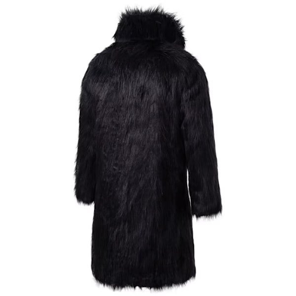 Lyxig lång konstpälsjacka för män, vinter, fluffig, parkas, kappa Black 3XL