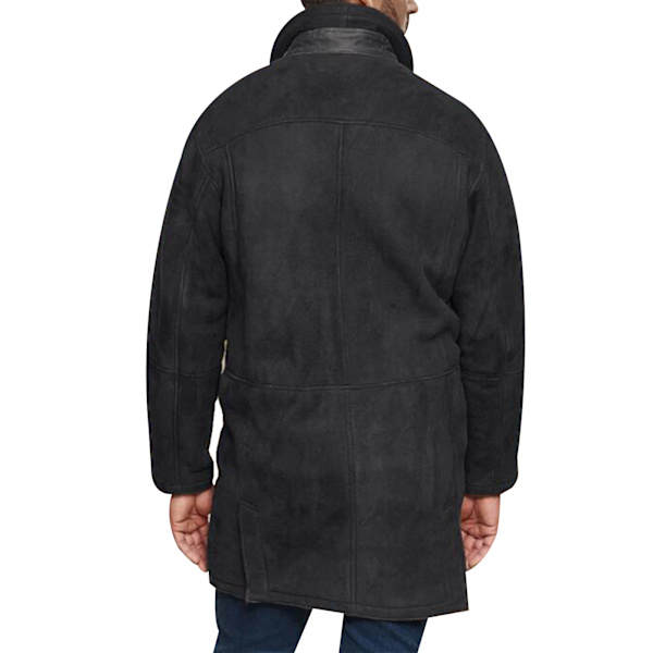 Trenchcoat för män varm vinterjacka överrock black M