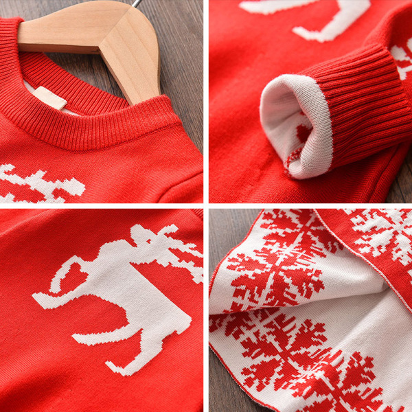 Flickor Julklänningar Långärmad Tecknad Klänning Randig Casual T-shirt i bomull Red 110cm