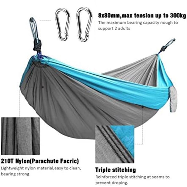 Campinghängmatta, Superlätt Bärbar Fallskärmshängmatta dark blue