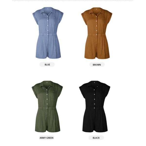 Enfärgad sommar jumpsuit med midja brown s