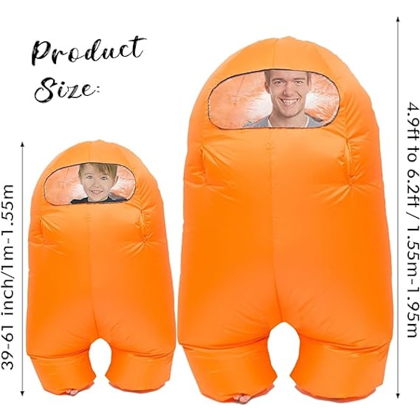 Uppblåsbar Astronaut Rymddräkt Uppblåsbar Dräkt Helkroppsdräkt Halloween Cosplay Dräkter Orange Kid