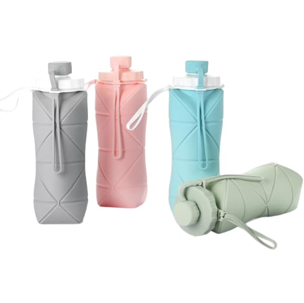 Silikon Vikbar Camping Cup Sportflaska med lock pink