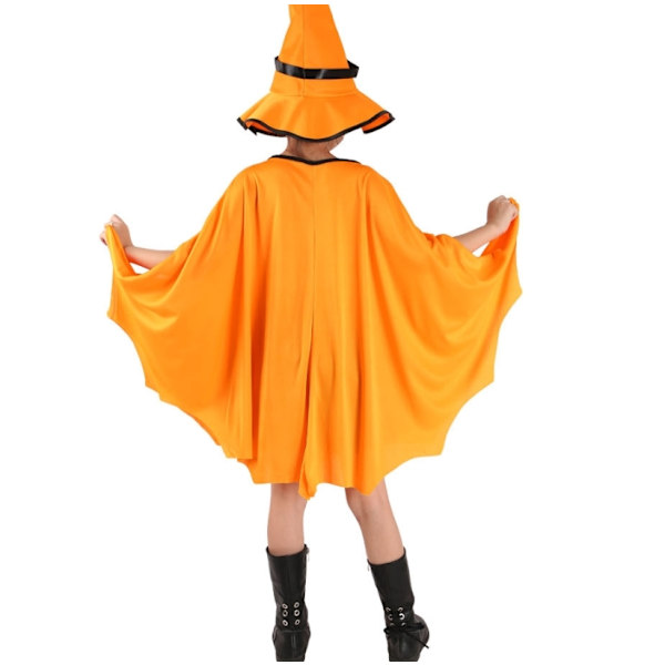 Halloween-kappa för barn, häxkostym för förtrollande föreställningar Orange
