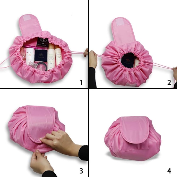 Lazy Snøretrækbar Stor Rejse Kosmetik Taske Pink