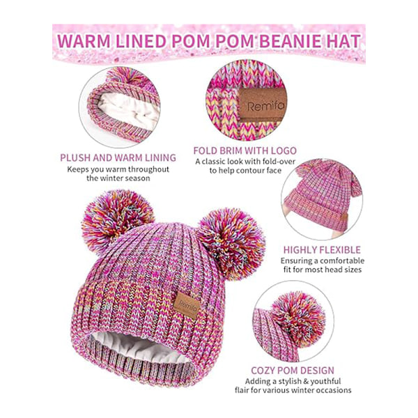 Vintermössa, Vantar och Halsduk Set för Barn Pink