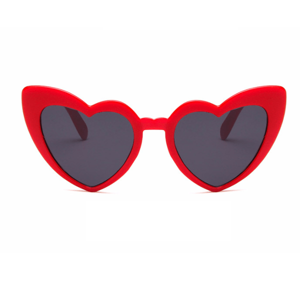 Retro söta hjärtformade solglasögon red