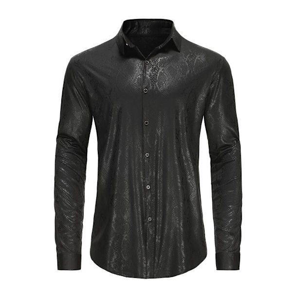 Snake Print Shirts för män Långärmade Casual Shirts 3XL