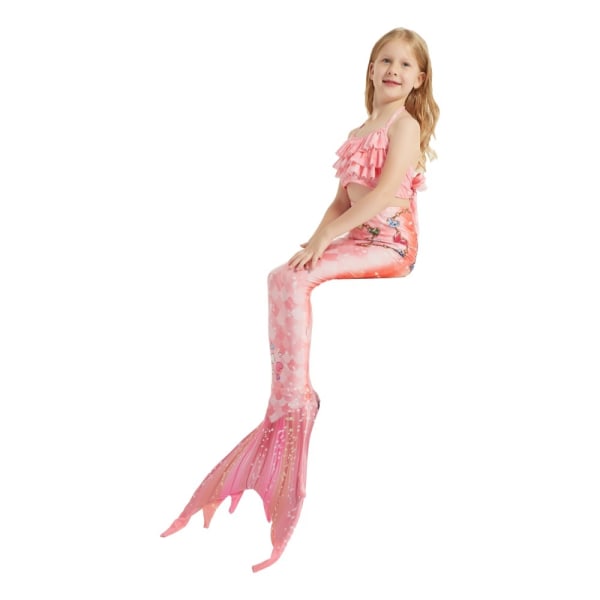 Mermaid Tails Baddräkt för flickor Simning 3st Mermaid Princess Baddräkt pink 140cm