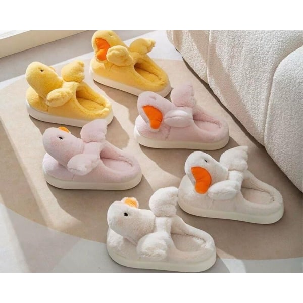 Kvinnor Söta Animal Duck Tofflor Memory Foam Cotton House Skor Pink 42-43