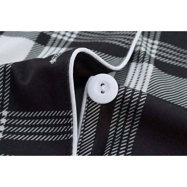 Mælkesilke Langærmet Dame Plaid Skjorte Pyjamas Black M