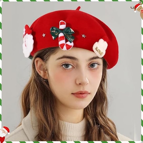 Dammode Söt Julberätt med Dekoration Glittrande Ull Artist Beanies Hattar White
