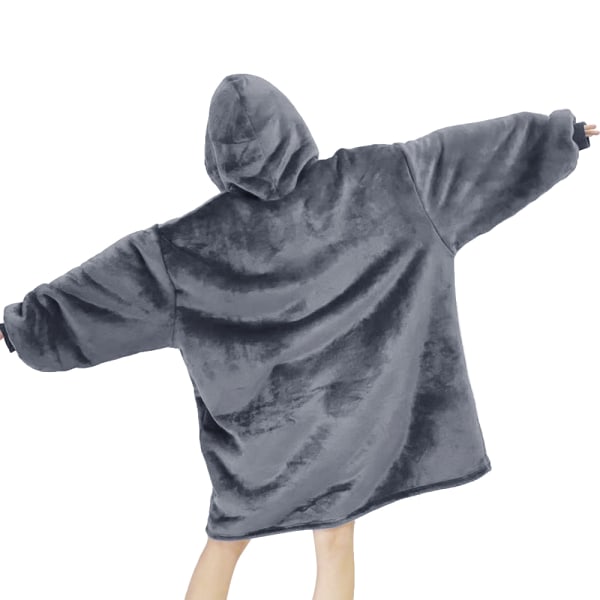 Oversized hoodie filt, bärbar filt hoodie grey