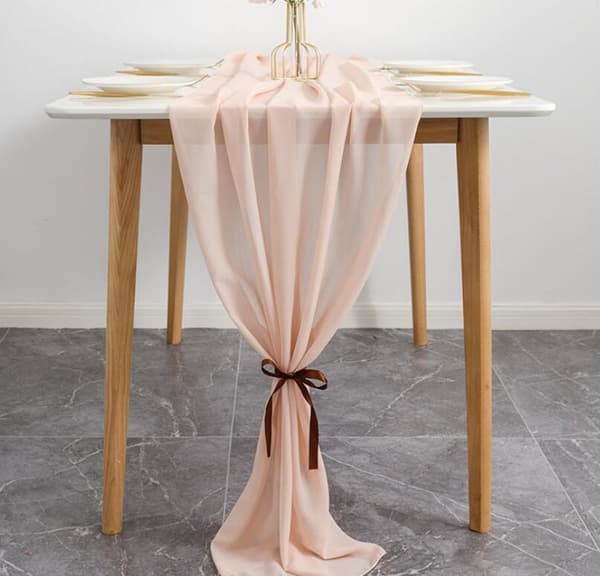 120*28 Tommer Solid Farge Chiffon Bordløper Meat Pink
