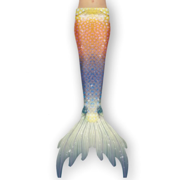 Girl Mermaid Tail med Monofin orange blue 110
