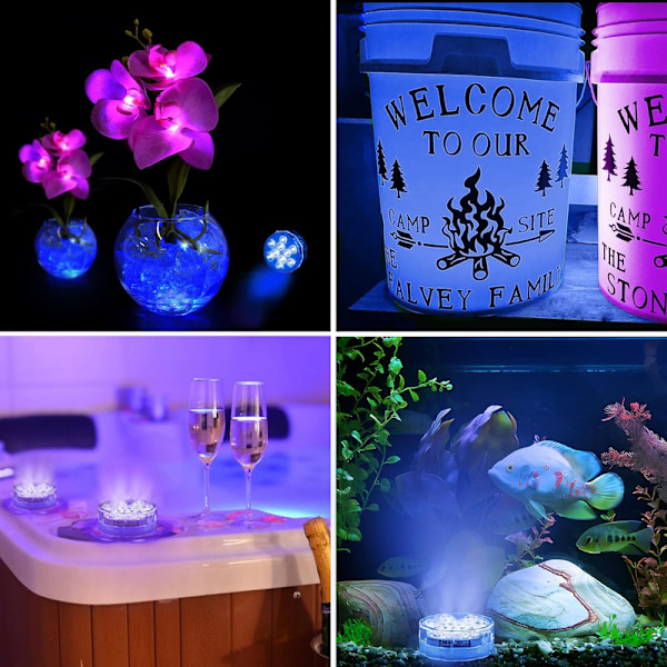 Nedsänkbara LED-lampor, LED-färgförändrande poollampor med fjärrkontroll 2PCS