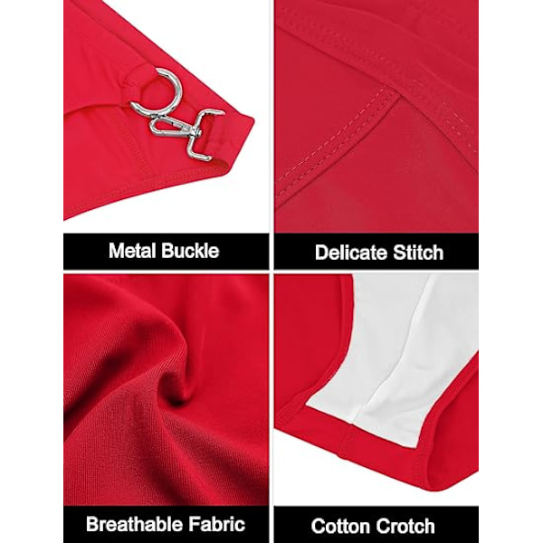 Miesten seksikäs uimabikinin alushousut, kiiltävä metalliset stringit, peittävä istuvuus Red XL