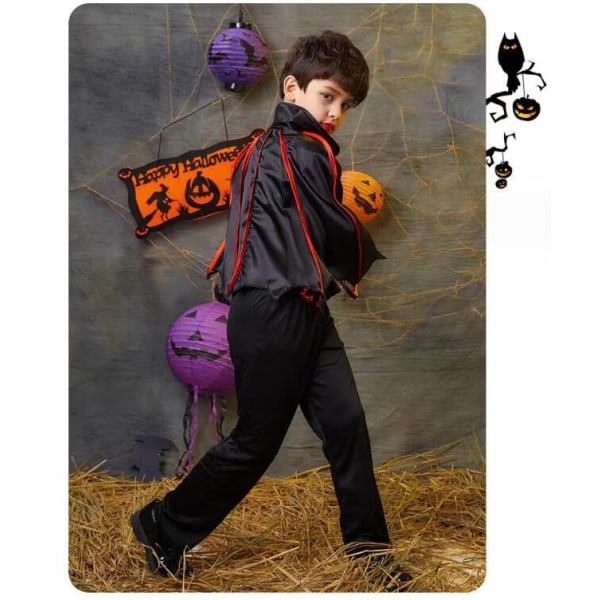 Barn Halloween Vampyr-Hekse Kostume Med Hovedbeklædning Boy 170CM