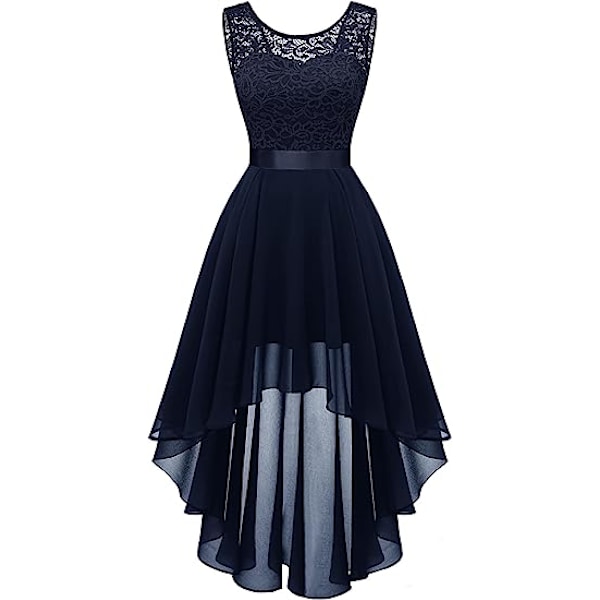 Balklänning för kvinnor sommarbröllopsformella ärmlösa klänningar navy blue M