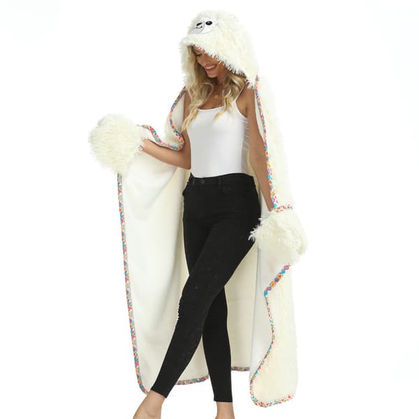Fuzzy Varmblanket med Hetter, Overdimensjonert Myk Hetterblanket for Kvinner