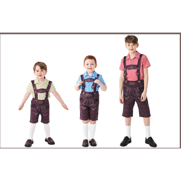 Barn Oktoberfestdräkt Pojkar Bayeriska Lederhosen Dräkt Blue M