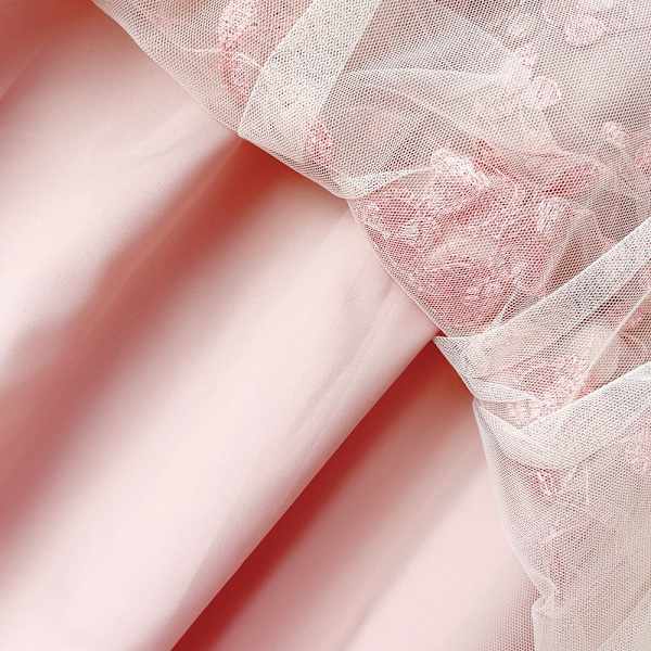 Dame 3D Mesh Blomst Broderet Tulle Midi Skørt Grey