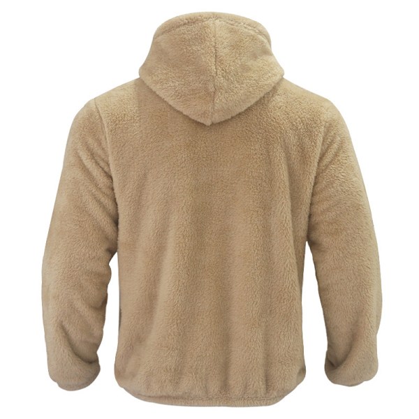 Mænds Vinter Sherpa Foret Hoodie Lynlås Trøje Jakke Khaki M