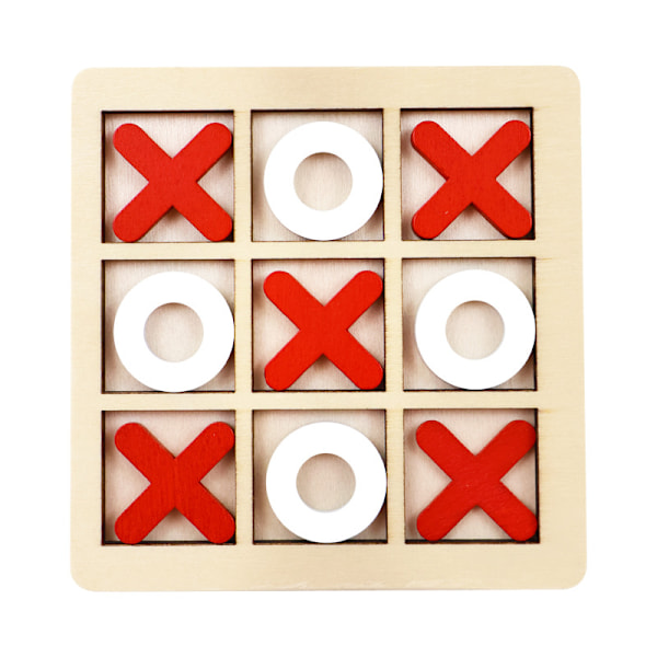 Tic Tac Toe-spel i trä XO Bordsleksak, Barnpusselspel Pedagogiska leksaker Red