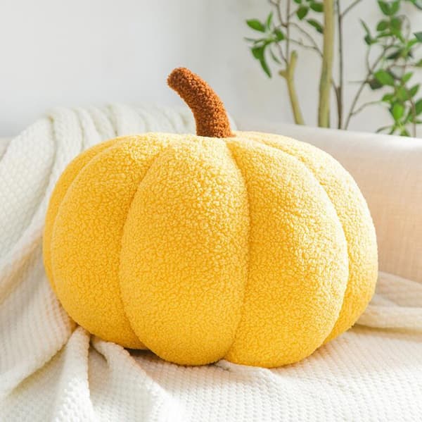 3D Pumpa Kudde Fylld med Bomull Heminredning Yellow 35CM