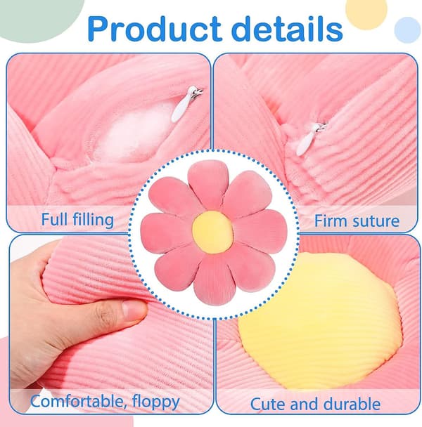 Liten Daisy Petal Pattern Golvkudde White 40*40cm