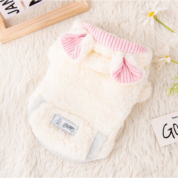Kattkläder Höst och Vinter Hundkläder Söt Varma Pink White XS