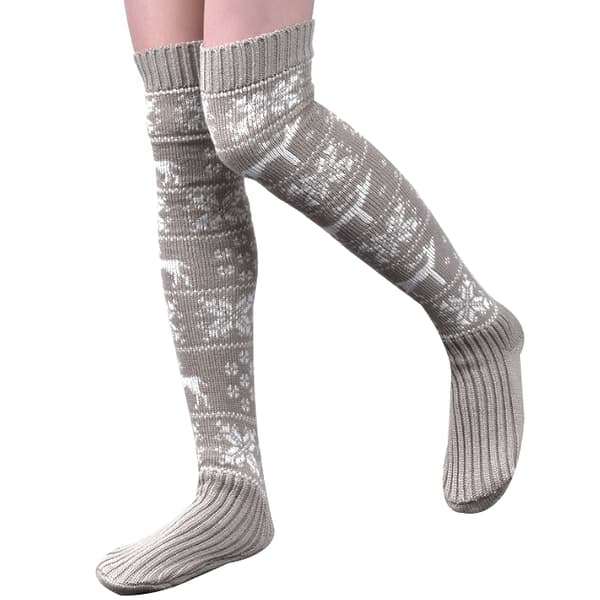 Kvinnors print höga strumpor grey