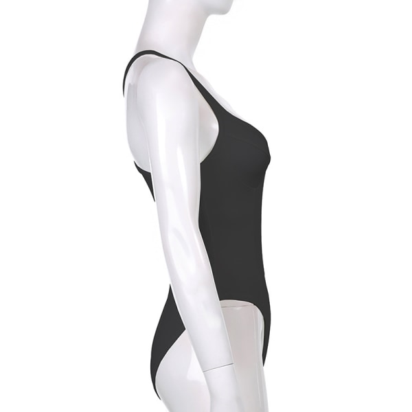 Bodysuit för kvinnor, Deep V-neck Shapewear Bodysuit Backless black M