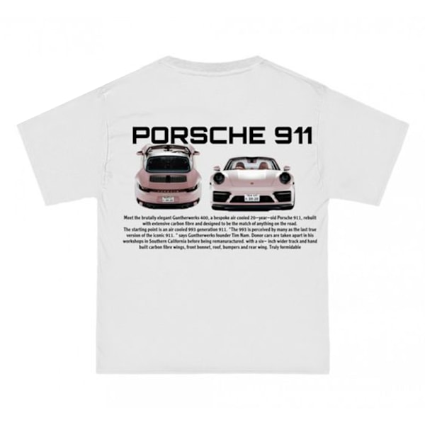 Porsche 911 T-shirt, Bilentusiast Tee, Afslappet T-shirt til Bilentusiaster Q1 2XL