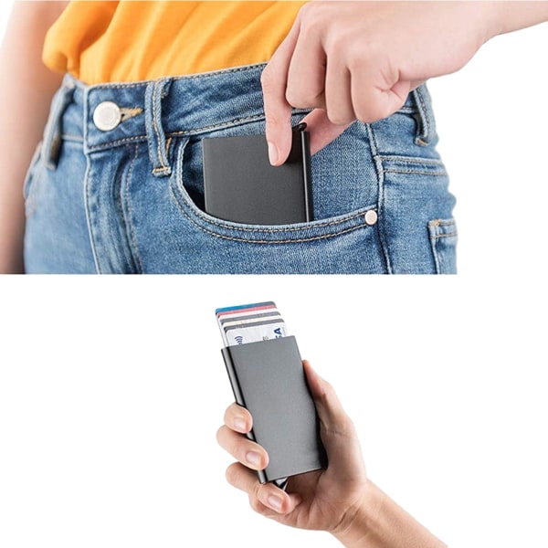 Pop Up plånbok, slimmad minimalistisk kreditkortshållare för män och kvinnor BLUE